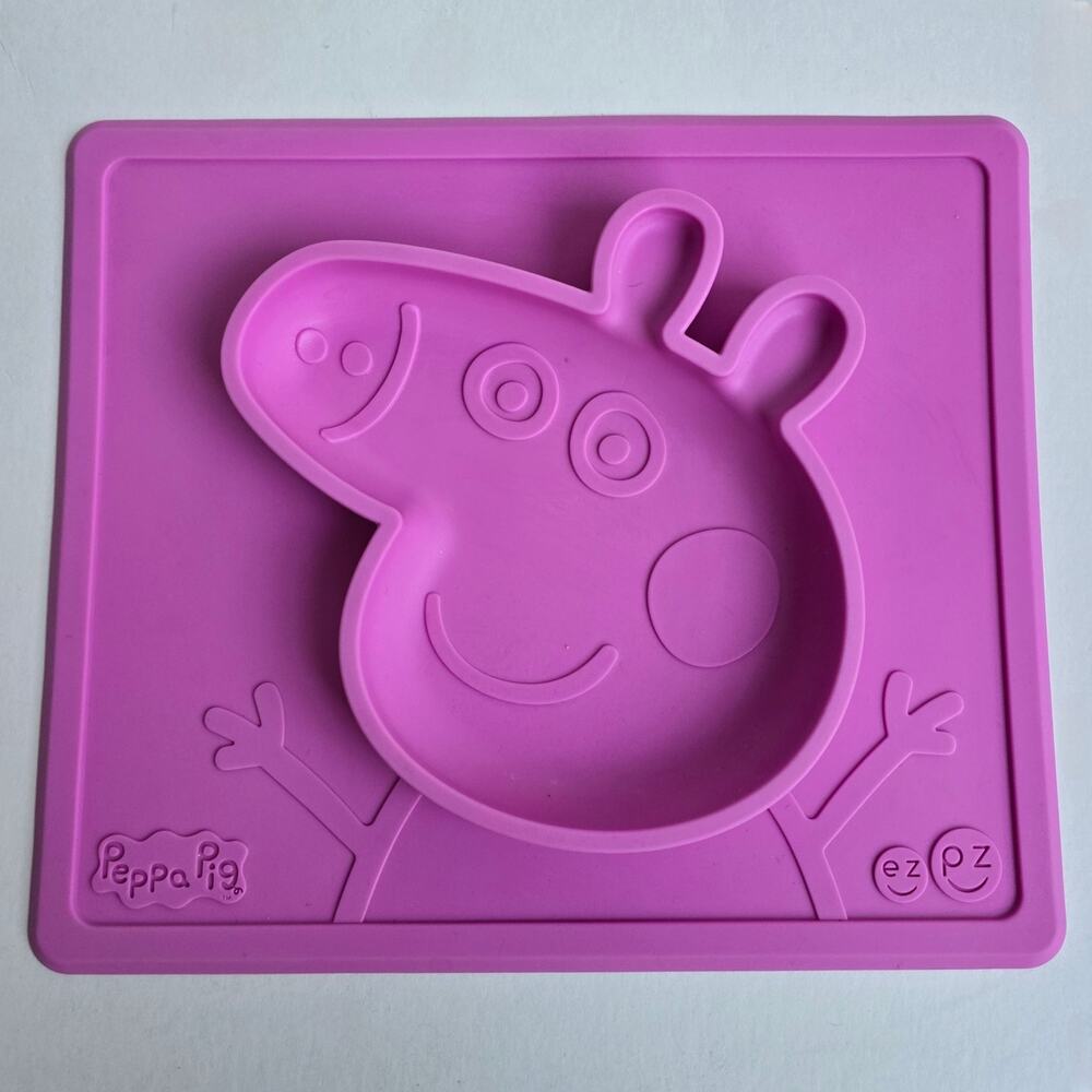 Peppa Pig Plate EZ PZ Pink Silicone Toddler Place Mat Bowl Cartoon Character